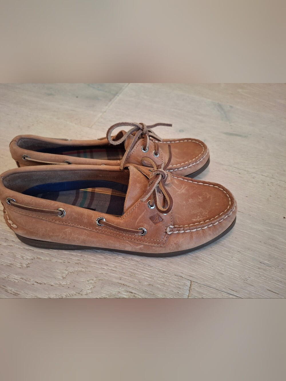 Womens Sperry Tan Leather Boat Shoes - Picture 3 of 6